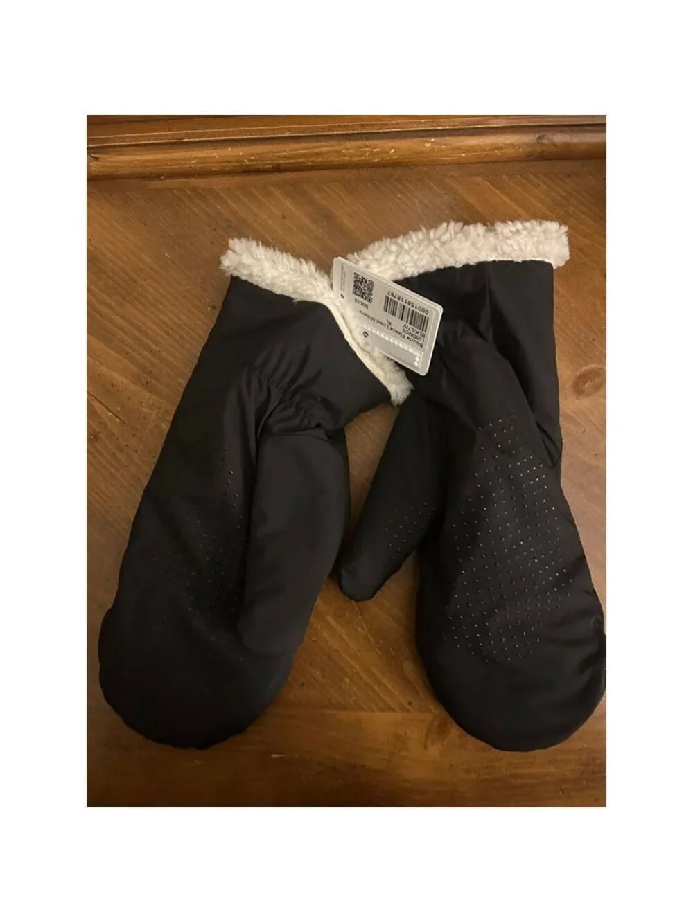 Women's Lululemon Boucle Fleece Lined Mittens Black/Light Ivory, Sz XL